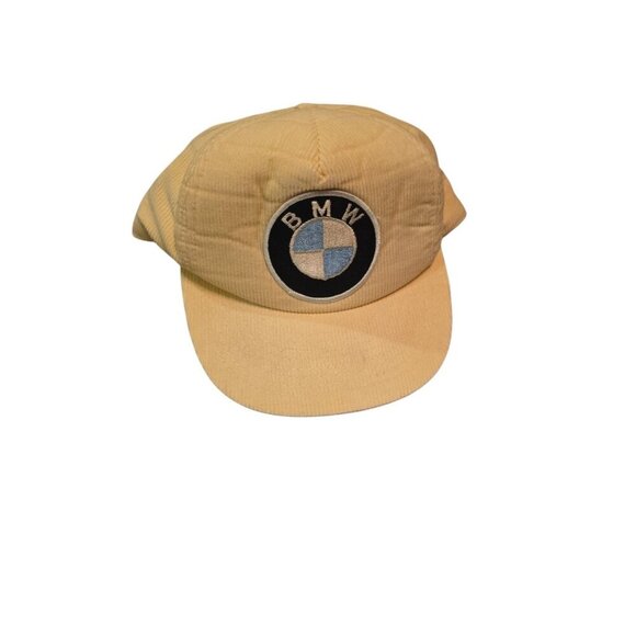BMW Other - VTG 1980s BMW Motorsports Corduroy Trucker Hat Cream Off White Snapback Sz M/L
